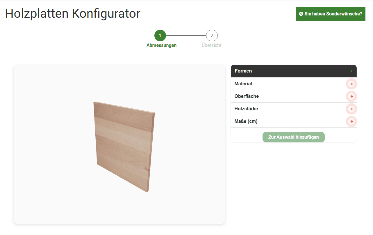 Holzplatten-Konfigurator von StarWood Treppenshop