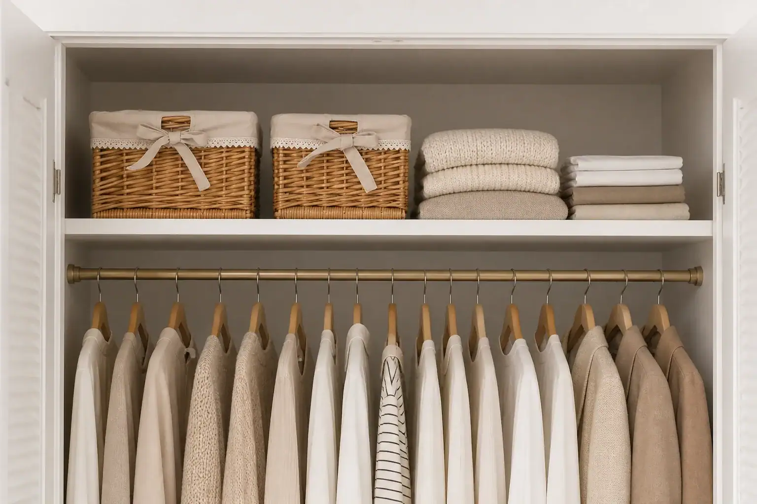 Organized laundry storage representing reclaimed free time
