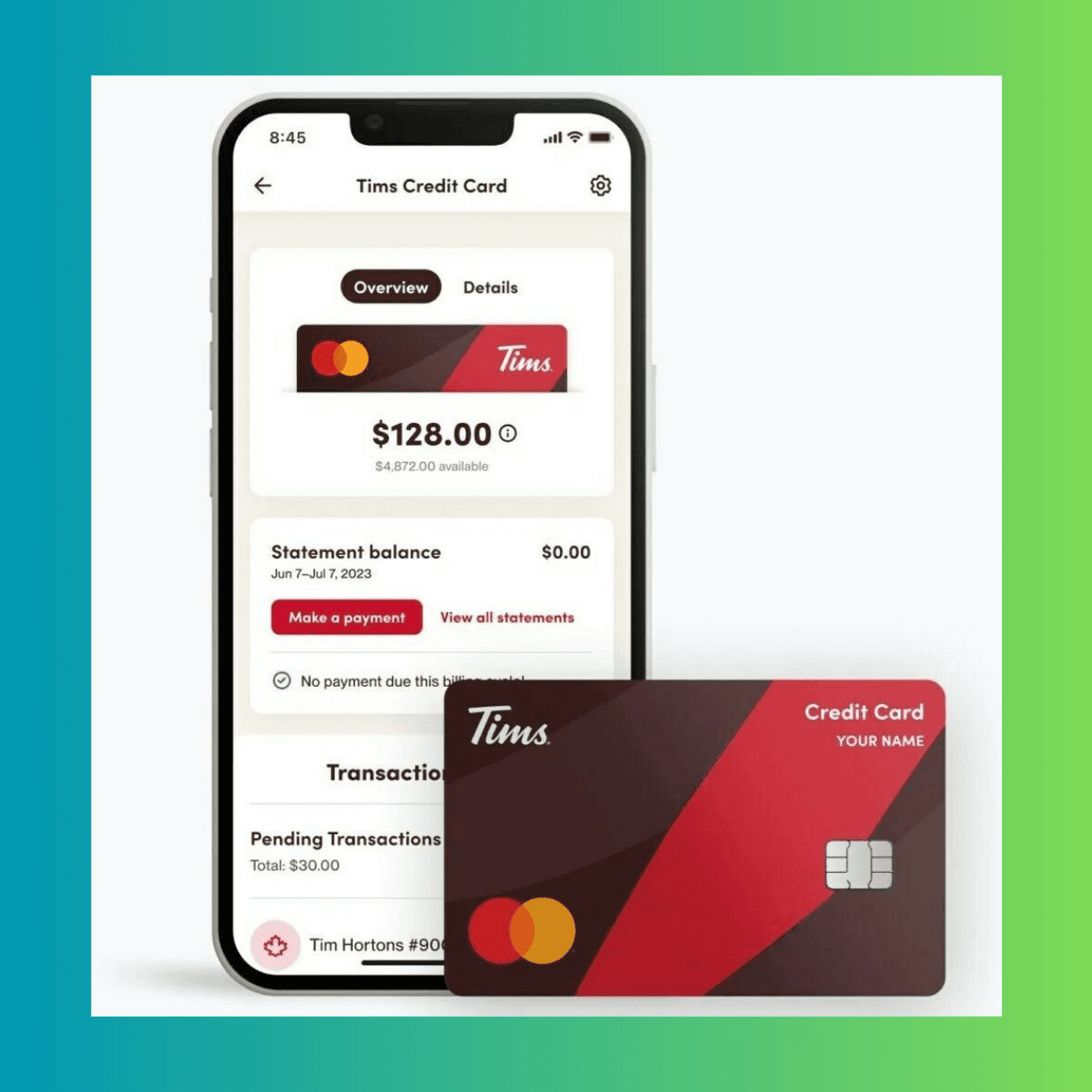 La première carte de crédit sécurisée de Tim Hortons