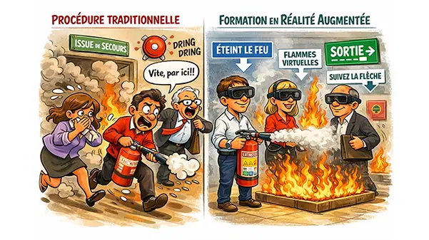 En 2026, la réalité augmenté entre au service de la formation pour lutter contre les incendie dans les entreprises.