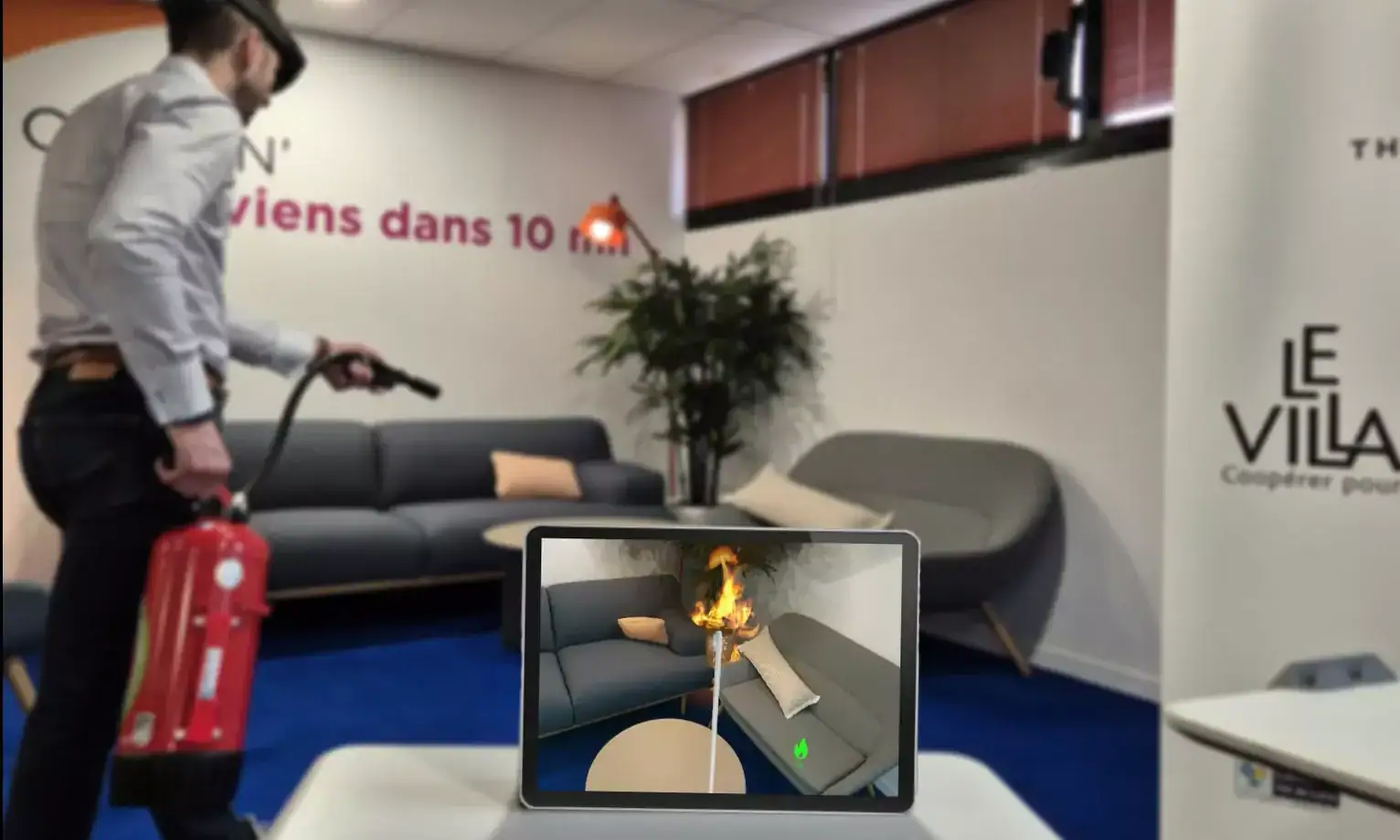 La réalité augmenté est utilisée lors d'une formation incendie