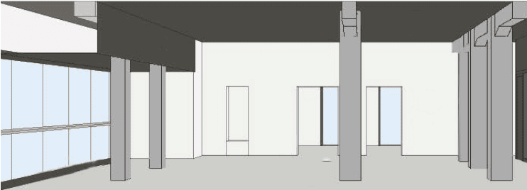 Rendering del progetto di pavimentazione in resina grigio RAL 7044 per gli uffici Banca Sella Torino