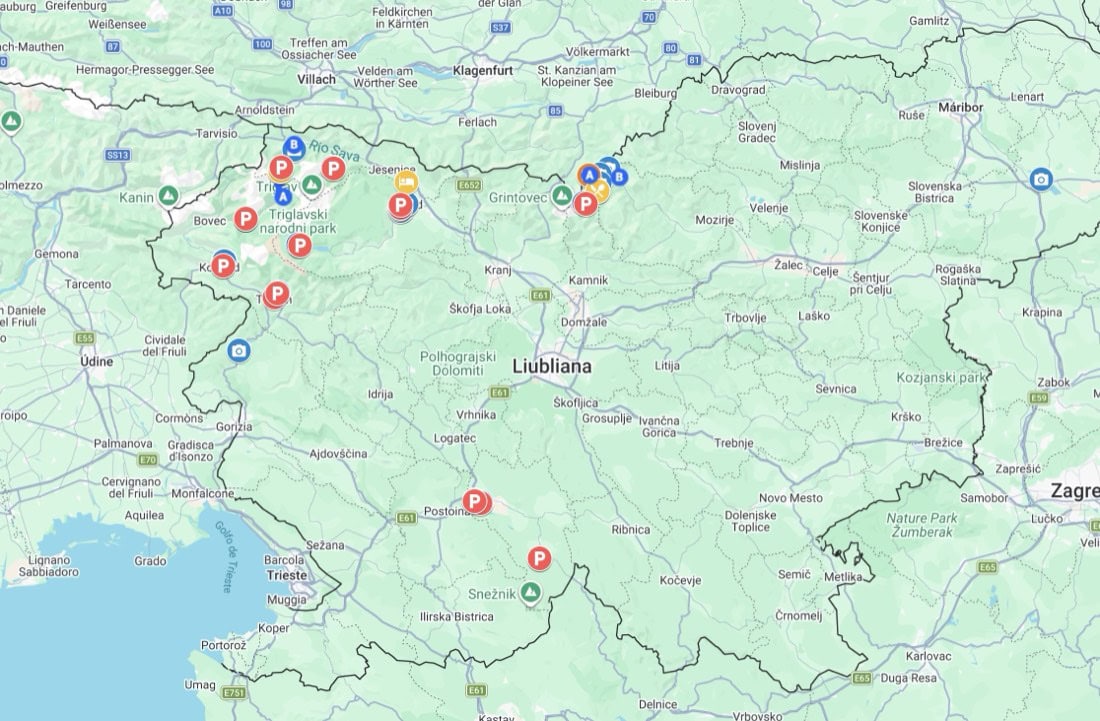 Portada del mapa de localizaciones de Eslovenia