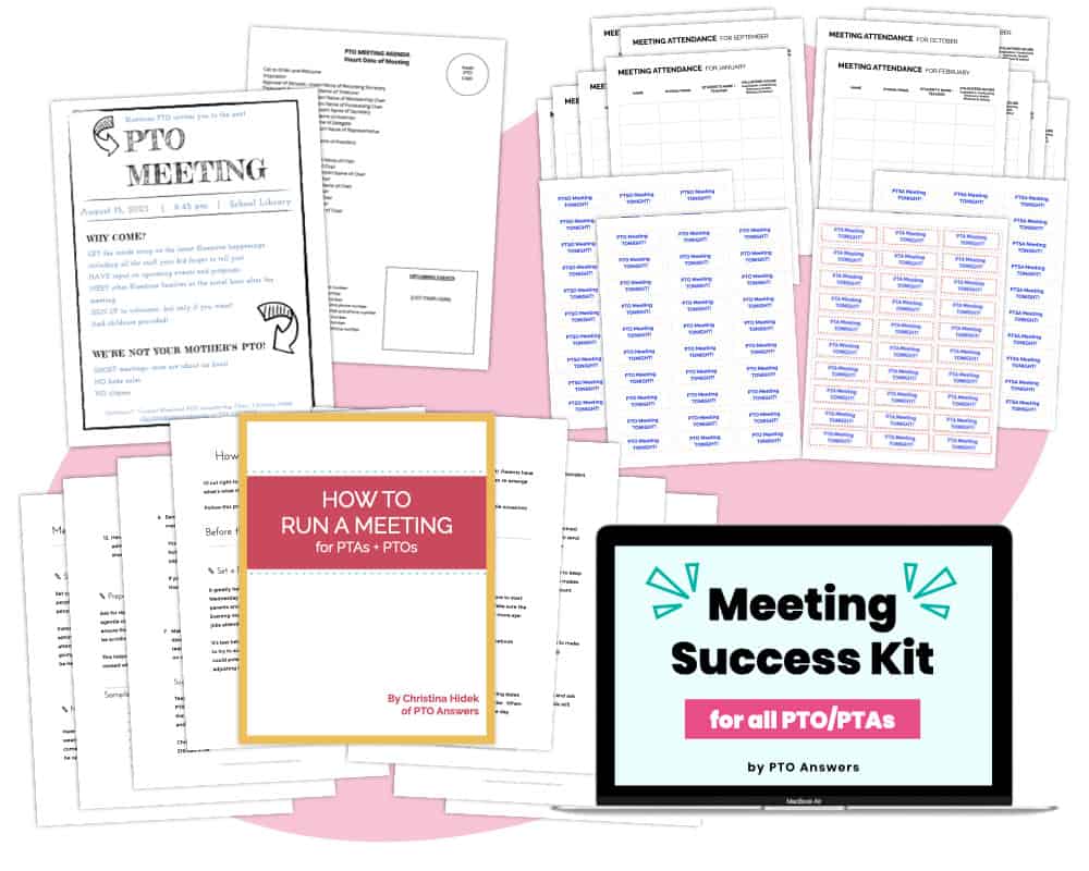 colorful pto president resources atop pink shape
