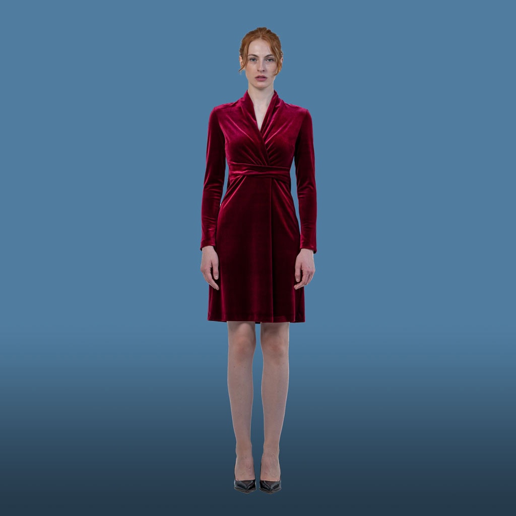 Kleid mit Wickeloptik aus Stretchsamt hier in Farbe dunklelrot,
unkompliziert, figurnaher Sitz mit bestem Tragekomfort
passt zu: Freizeit, Dinner, Kulturevent, Weihnachten Details: Wickeloptik, V-Ausschnitt, figurnahe Silhouette, schmalere Ärmel