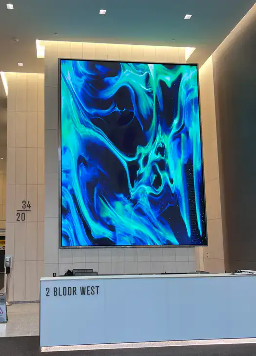 professional digital signage display dvled wall in commercial lobby