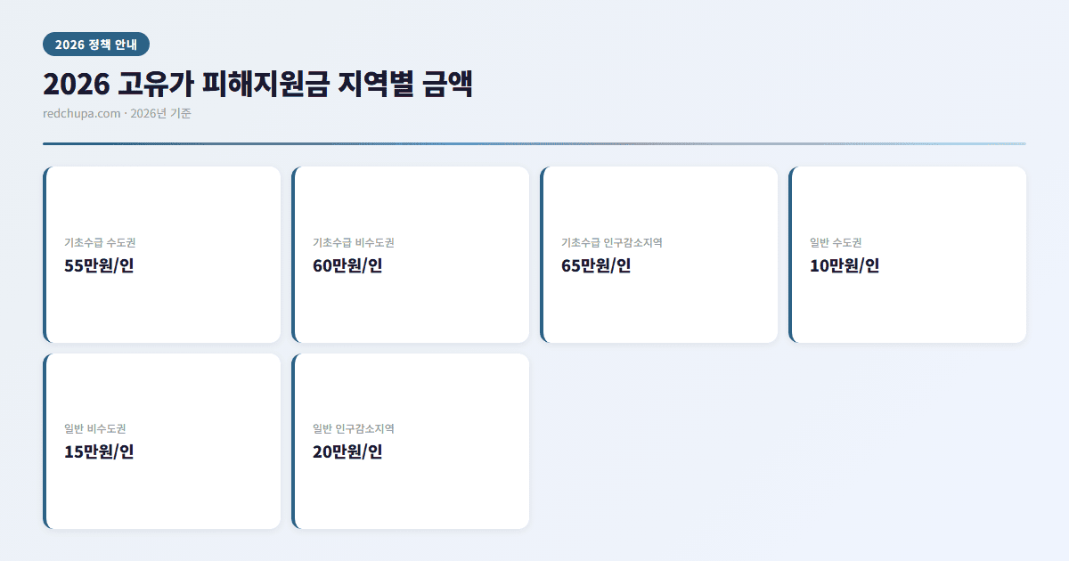 2026 고유가 피해지원금 지역별 금액 인포그래픽