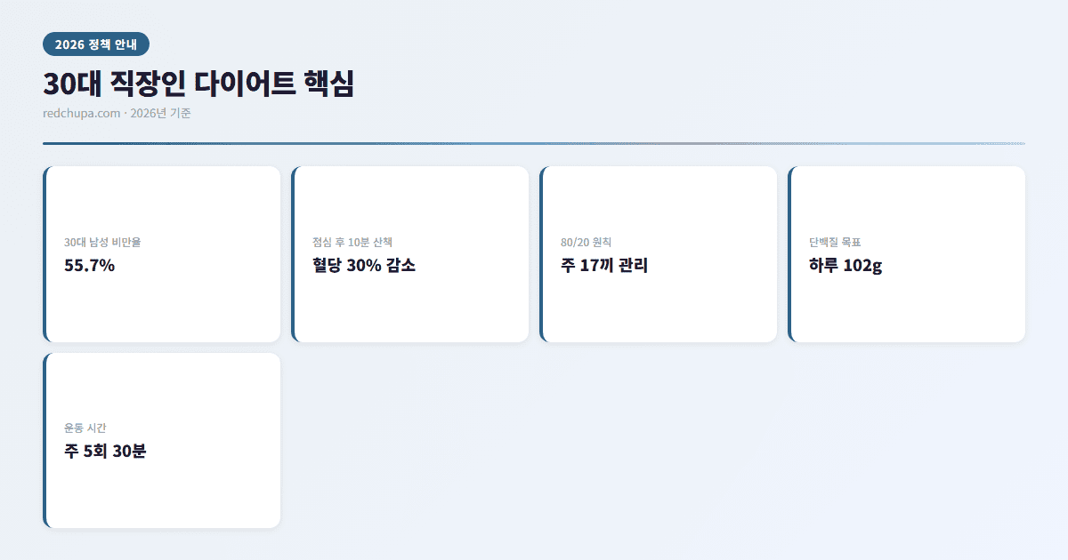 30대 직장인 다이어트 핵심 인포그래픽