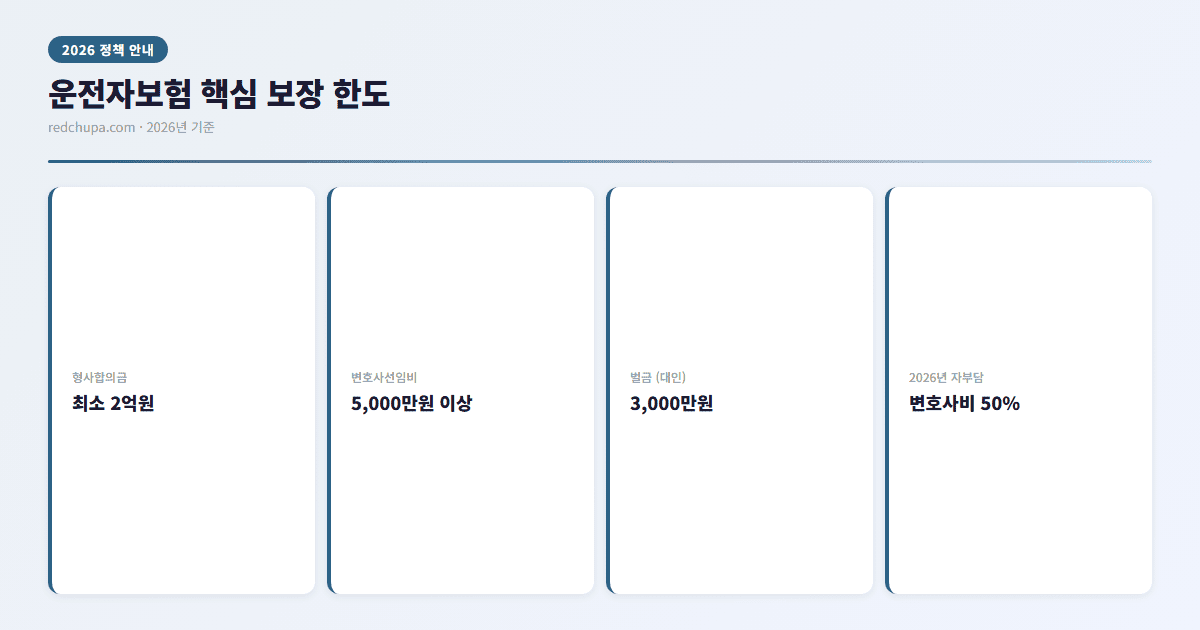 운전자보험 핵심 보장 한도 인포그래픽