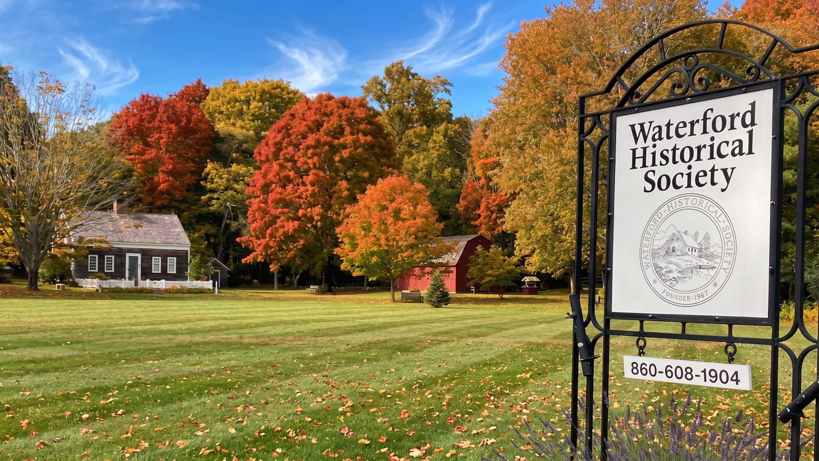 Waterford Historical Society building in autumn