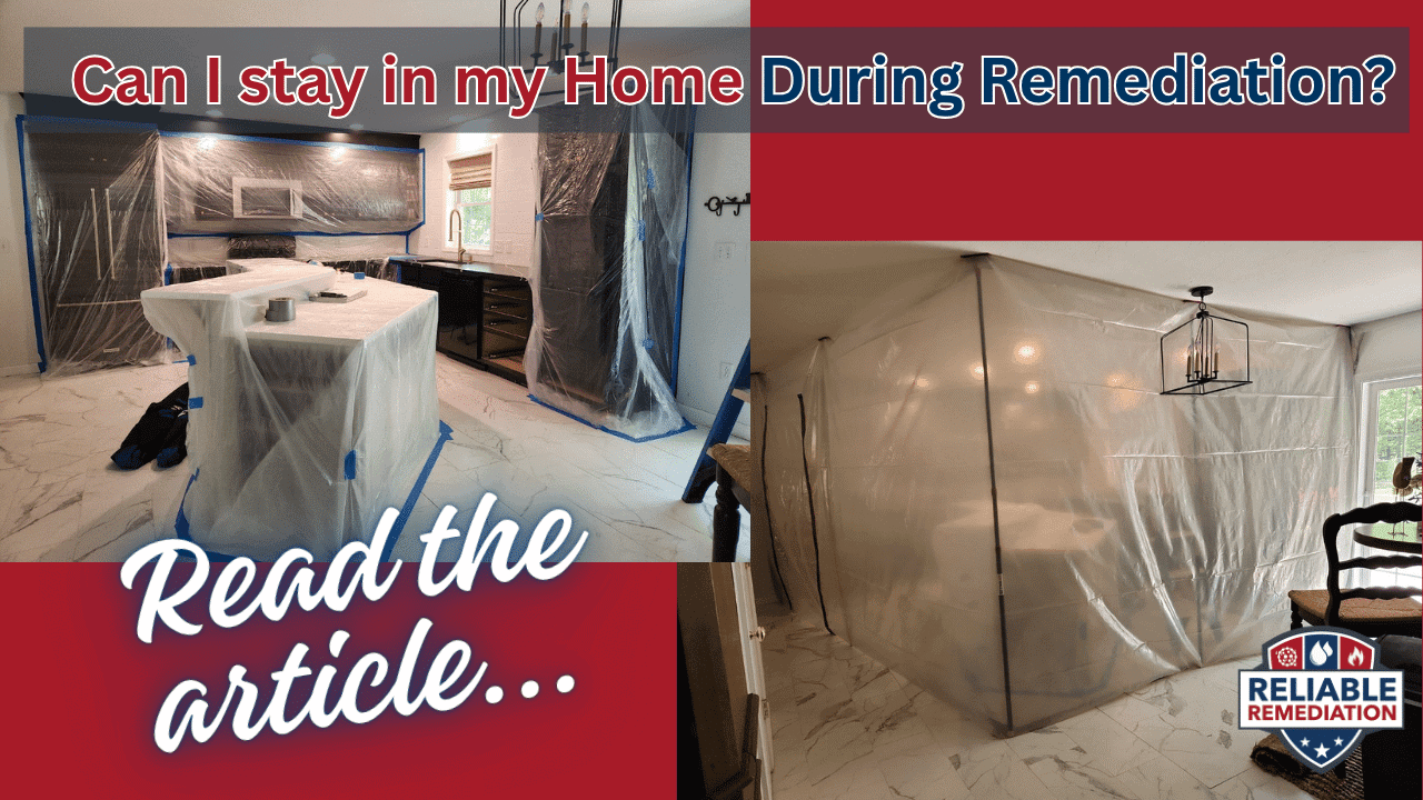Mold remediation containment setup in a bathroom in Eastern CT