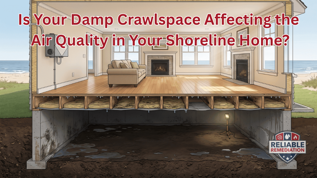 Damp crawlspace affecting indoor air quality in a shoreline Connecticut home