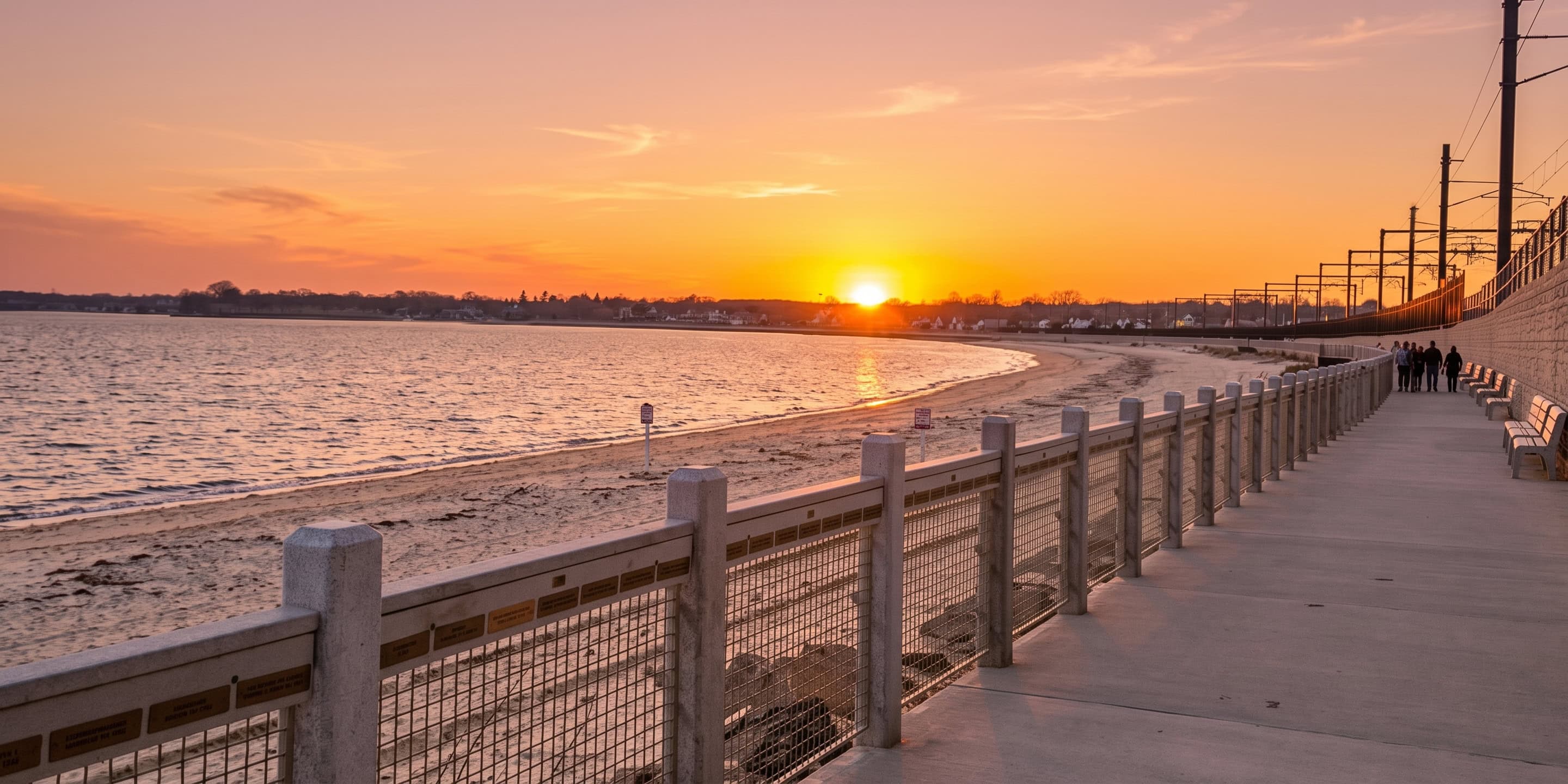 Sunset over the beach in Niantic, CT