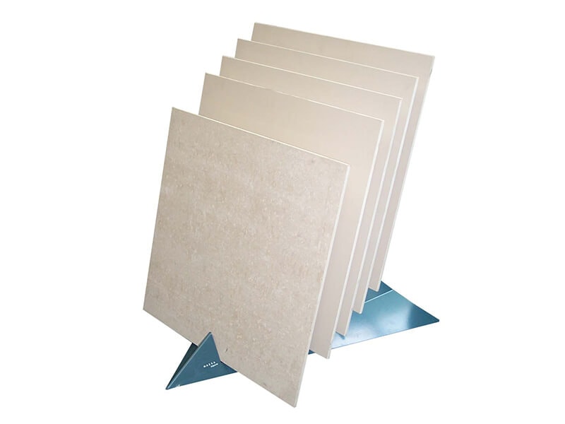 Arrow 6-slot tile stand with products