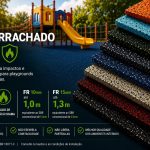 Piso Emborrachado FR para playground com absorção de impacto HIC testada e laudo de reação à chama.