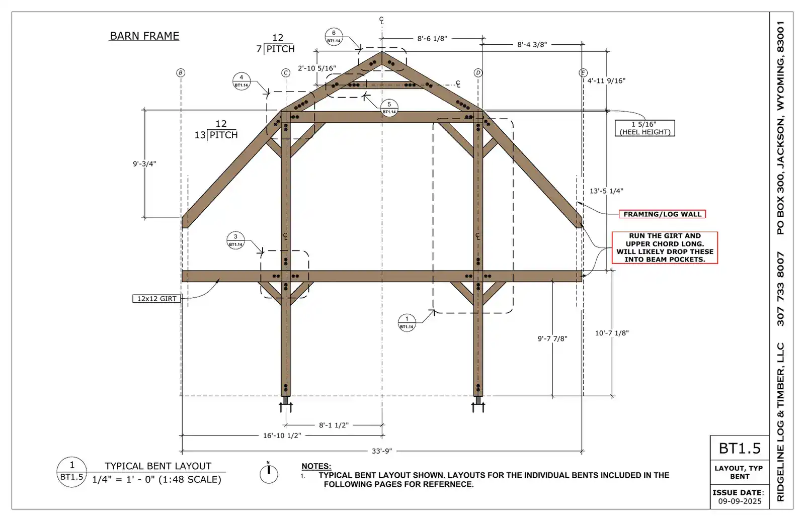 Cora Ranch typical bent shop drawing