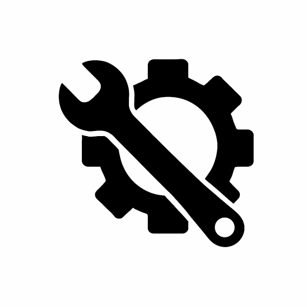 Wrench and gear icon representing quality tools and parts