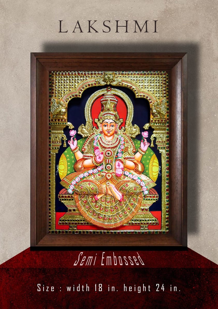 Lakshmi Semi Embossed Tanjore Painting