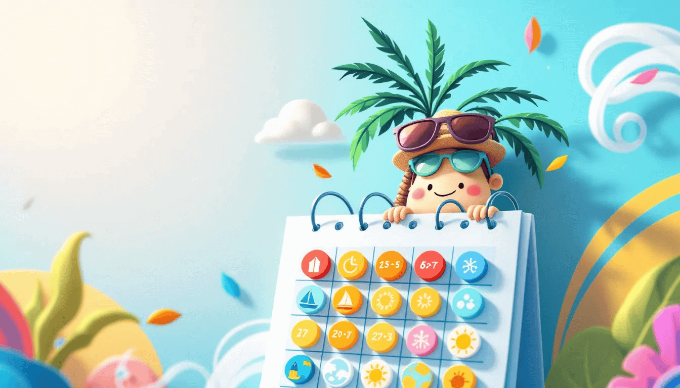 A digital calendar displaying employee time off management.