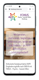 Fokus Psycho - soziale Hilfen Hamburg mobile Ansicht der Website