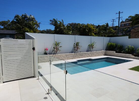 Custom ModularWall Aluminium slat gate Glass Pool fence Korora Custom-ModularWalls -Aluminium-slat-gate-Glass-Pool-fence-Korora