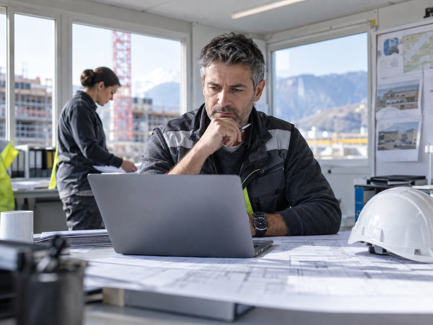 Construction et entreprises générales : scène professionnelle illustrative.