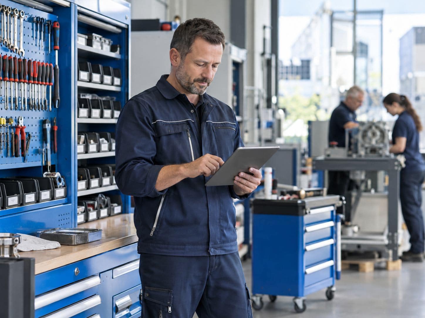 Maintenance et services techniques : scène professionnelle illustrative.