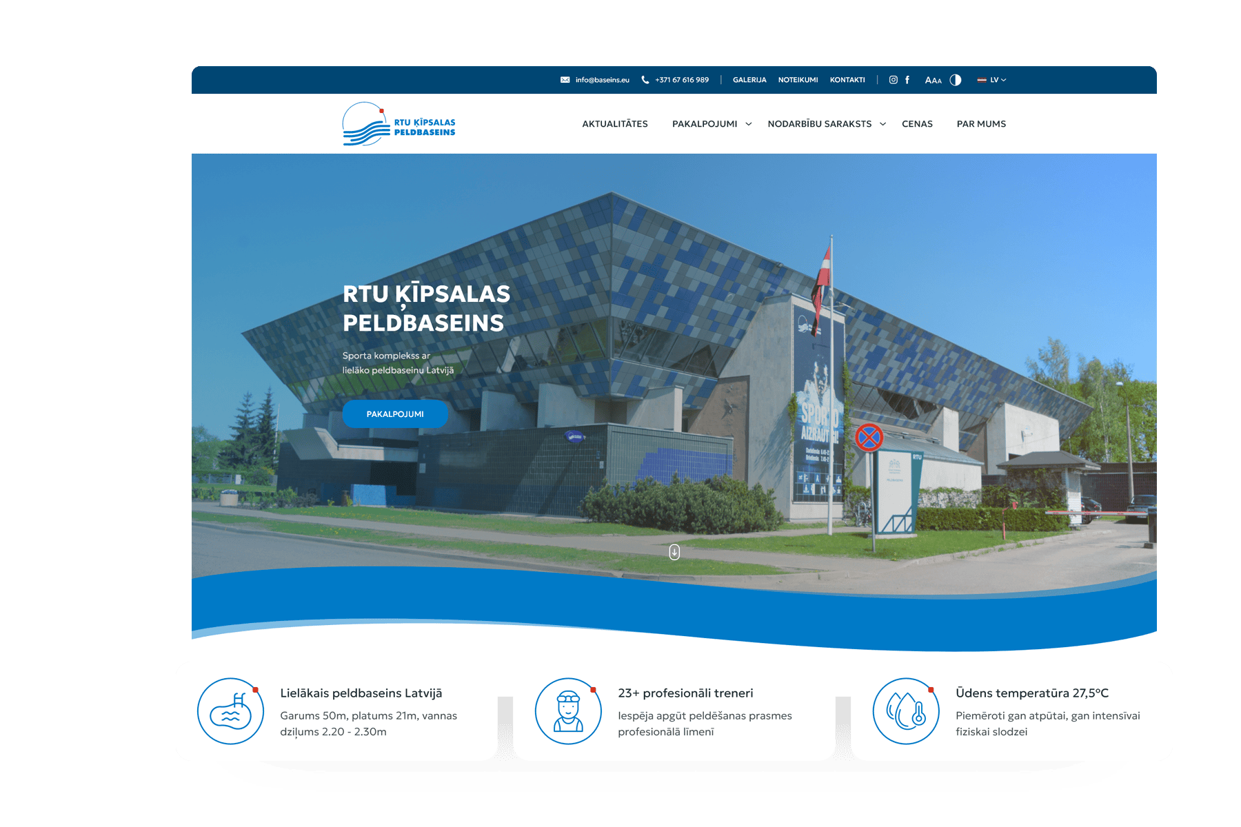 Ķīpsalas peldbaseina sākumlapas bloks