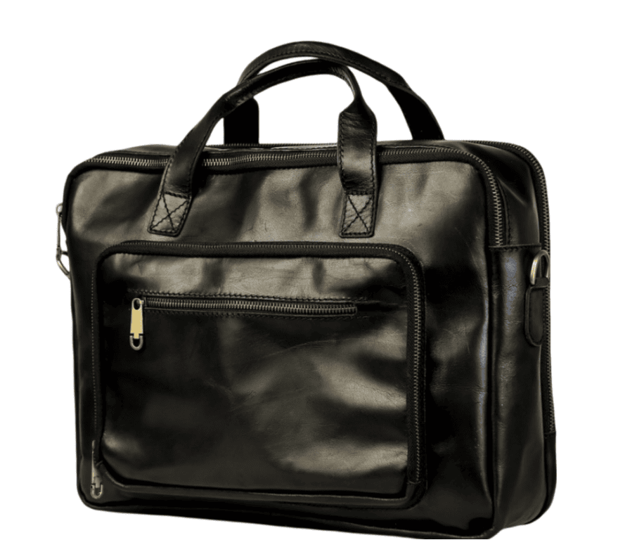 genuine leather briefcase bag front view stylish design