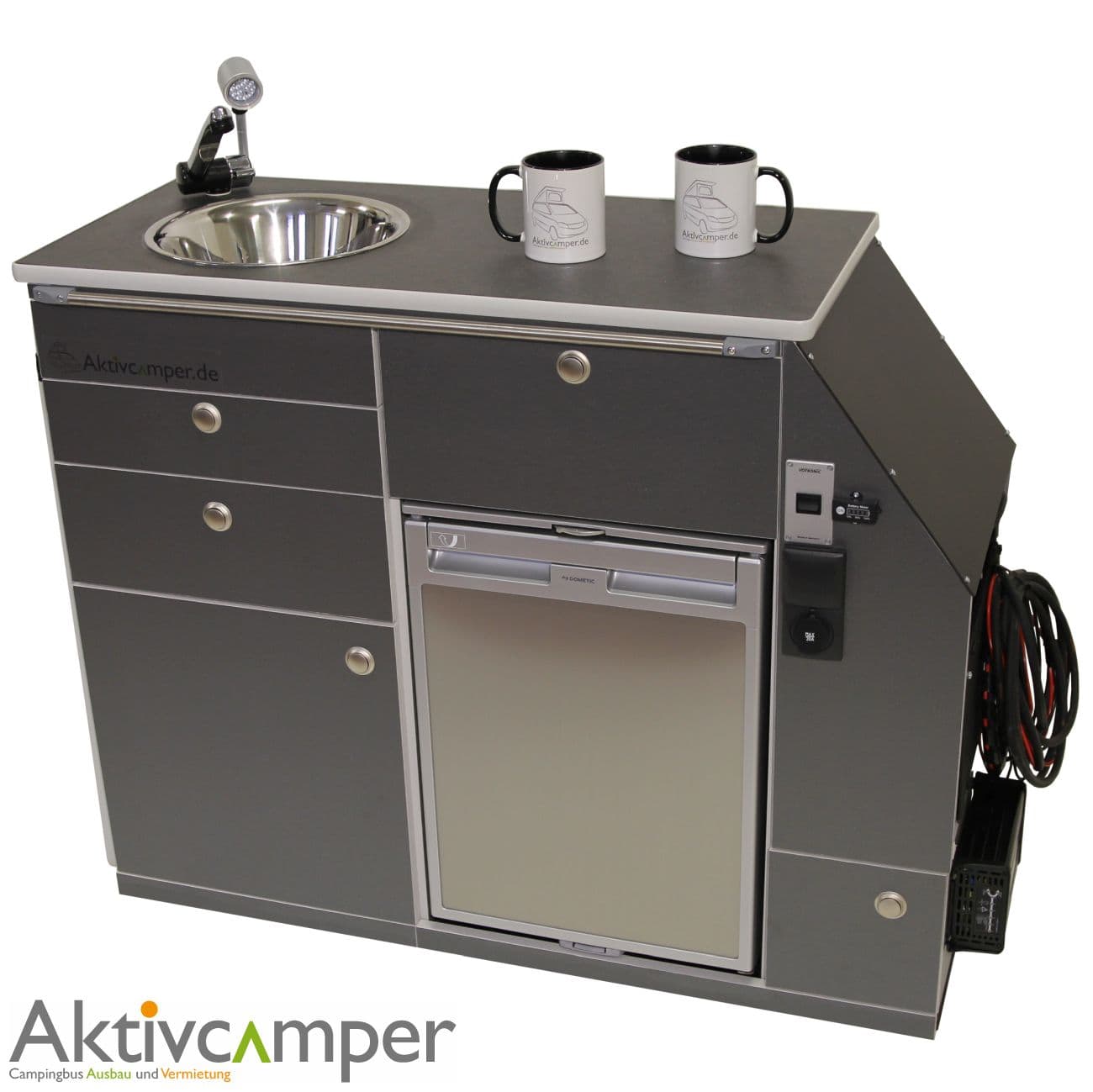 Küche Aktivcamper anthrazit technik vorne