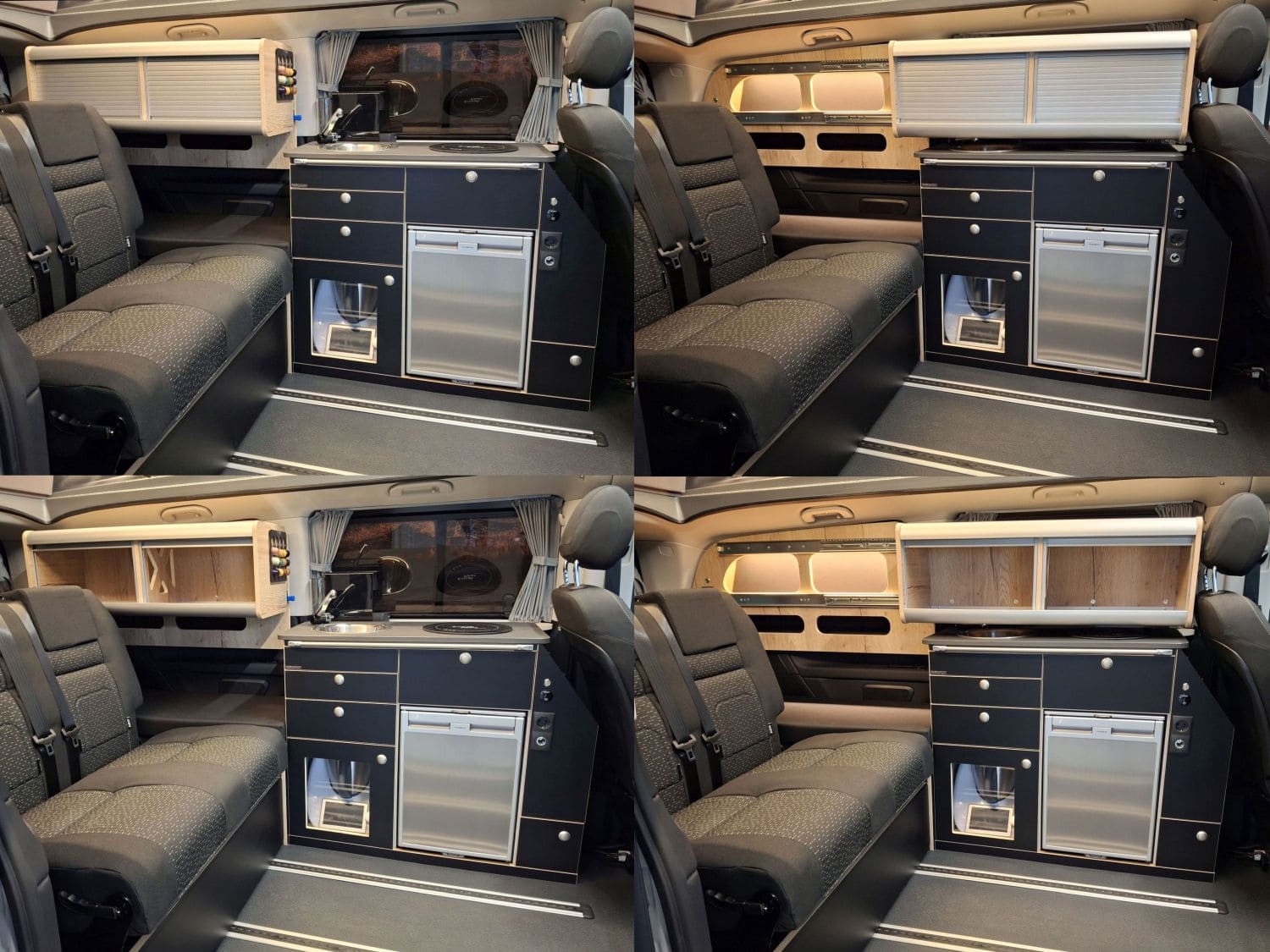 Hänge- Schiebeschrank verschiebbarer Hängeschrank optimiert kompakten Camper Grundriss NightSlider Collage