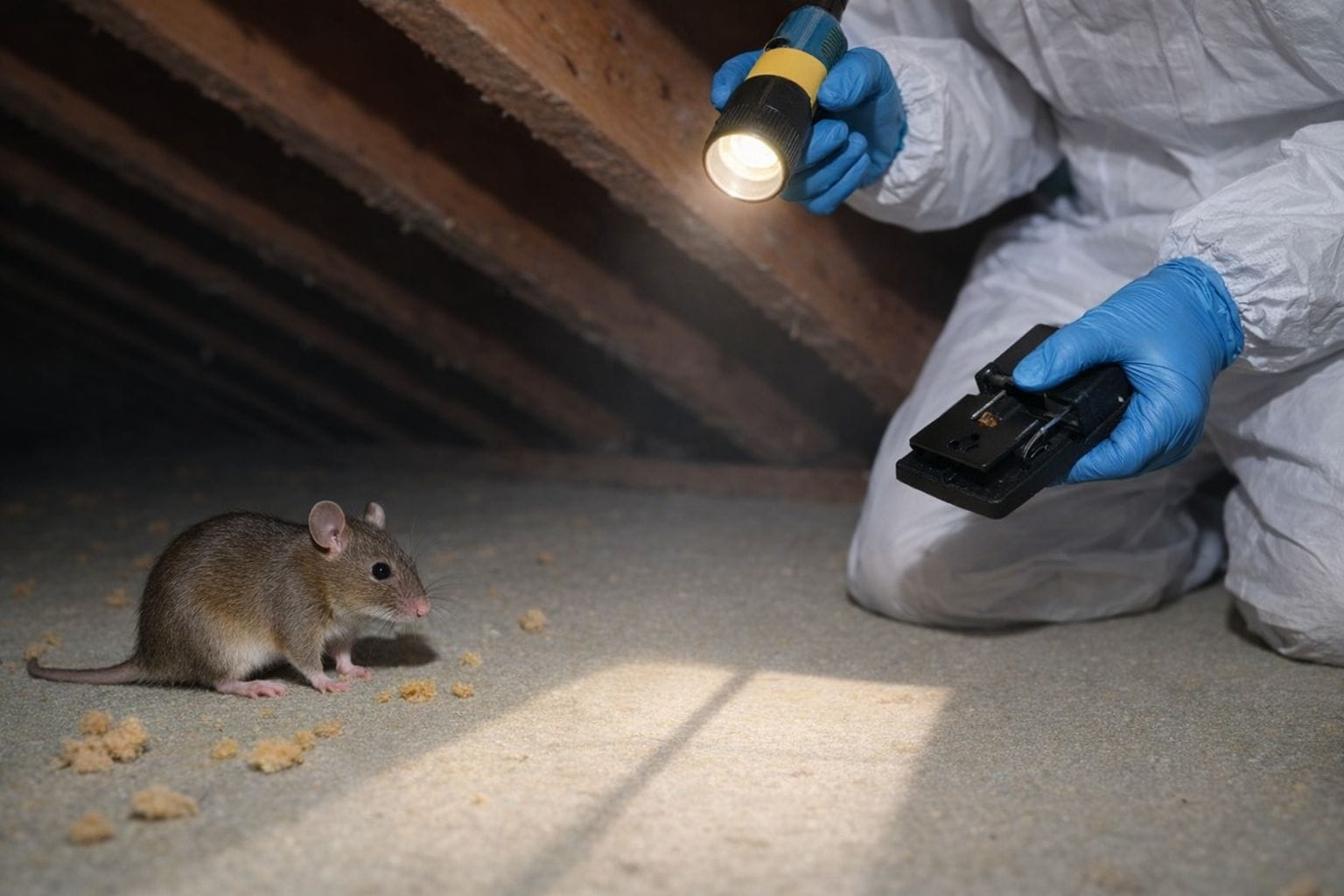 屋根裏調査の様子