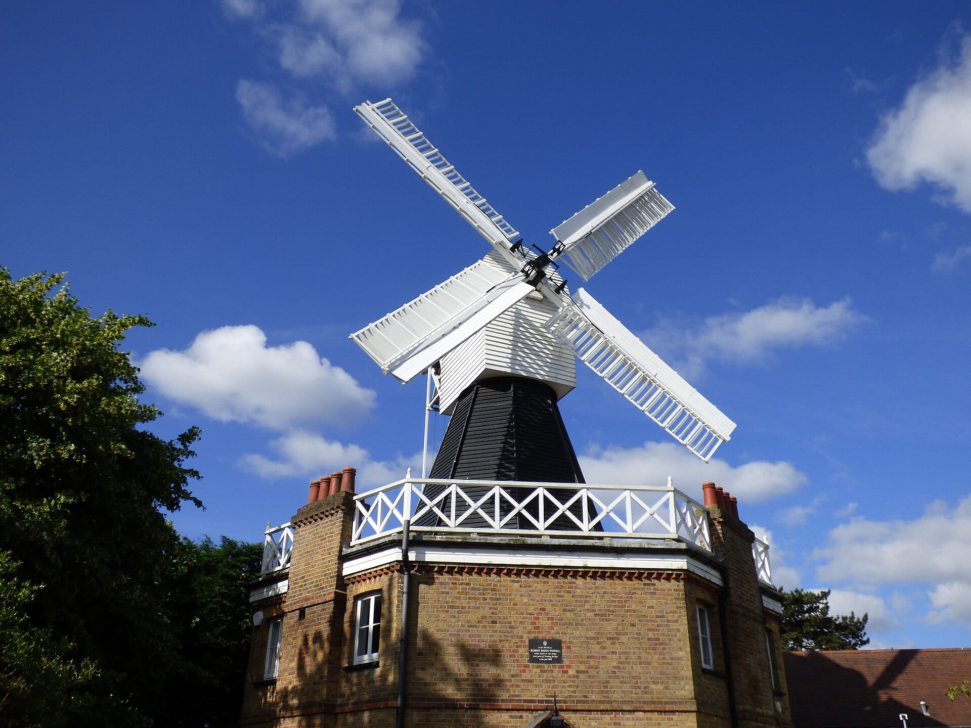 Wimbledon Windmill on Wimbledon Common in summer sunshine