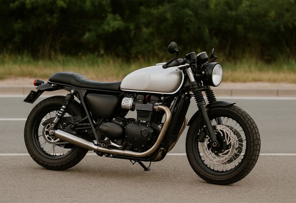 Triumph Bonneville Custom en el que se ha realizado una homologación portamatriculas moto