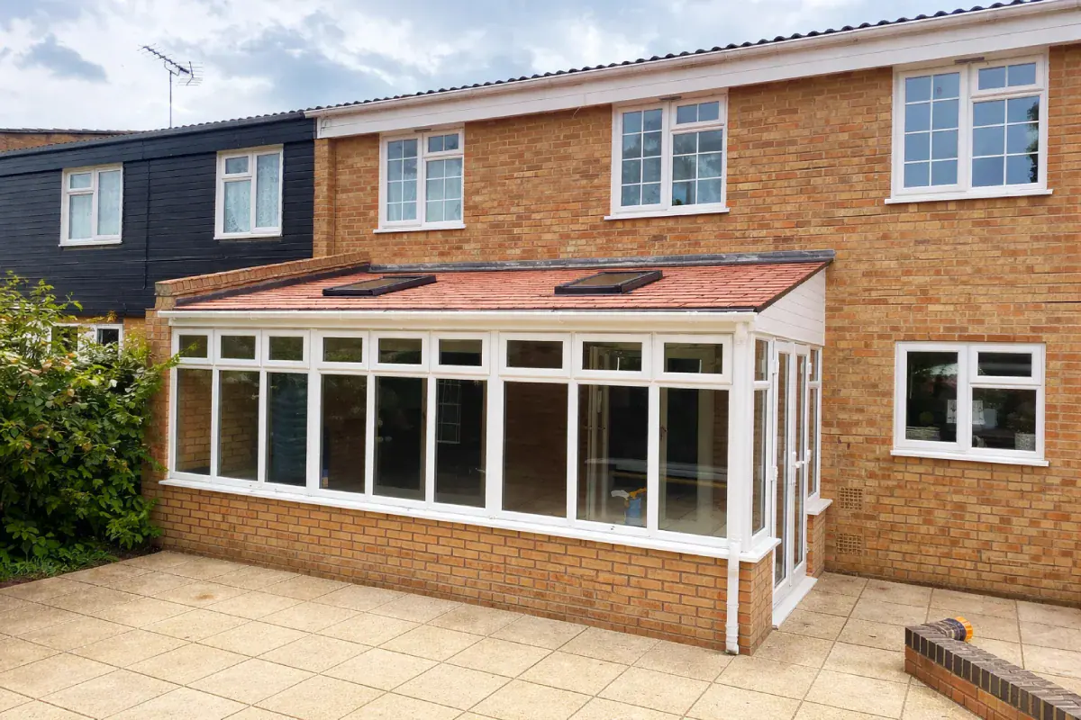 newly constructed tiled conservatory