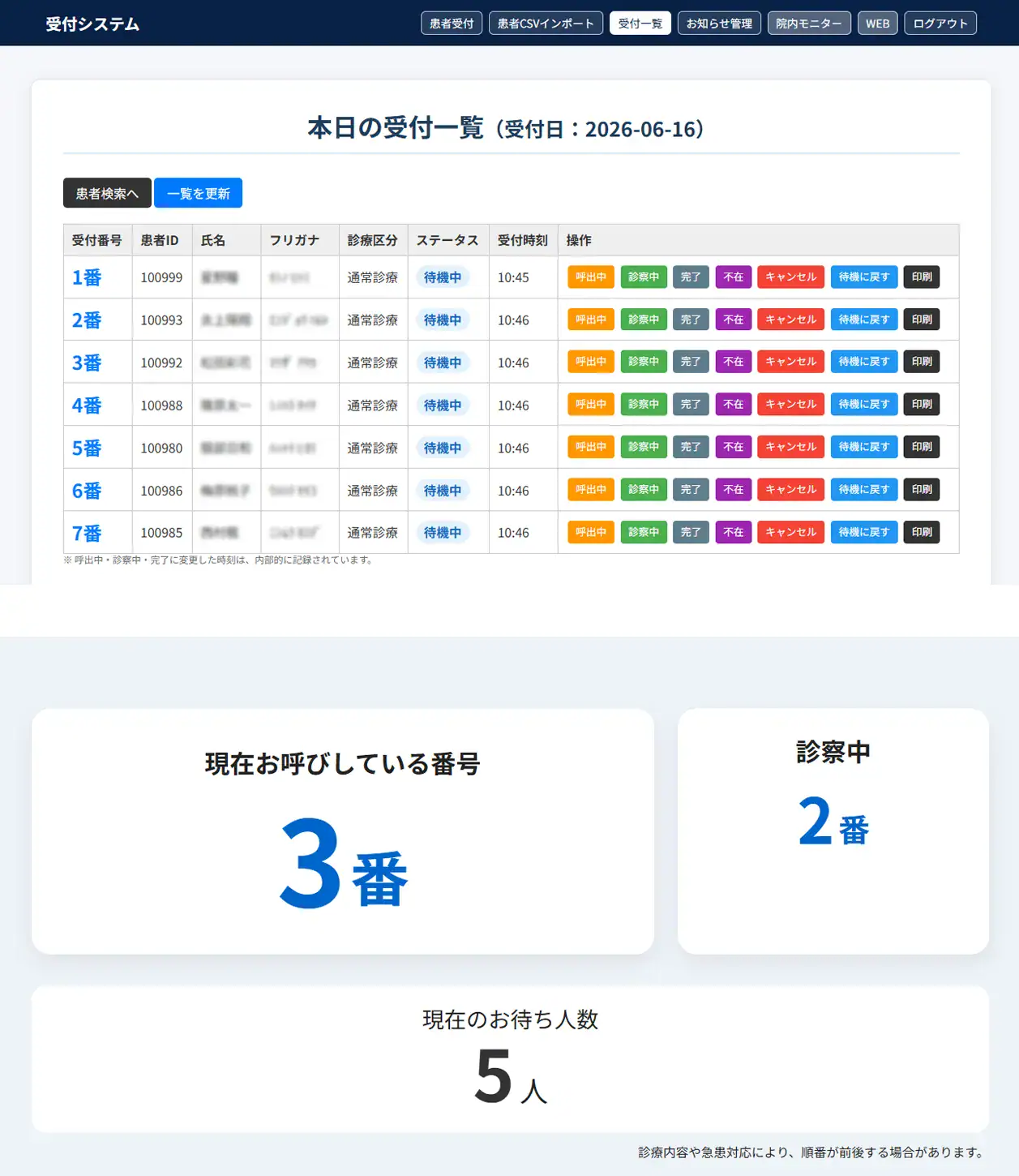 医療機関向け順番待ちシステム開発