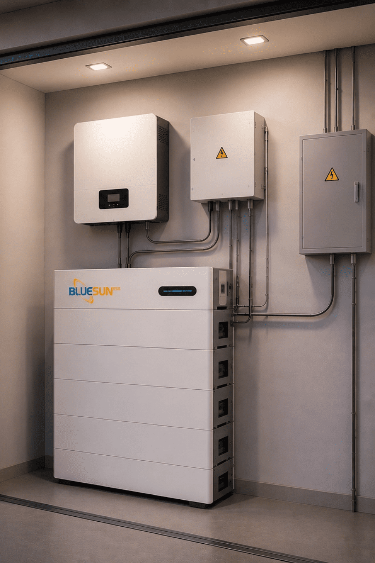 solar energy equipment mounted on a wall