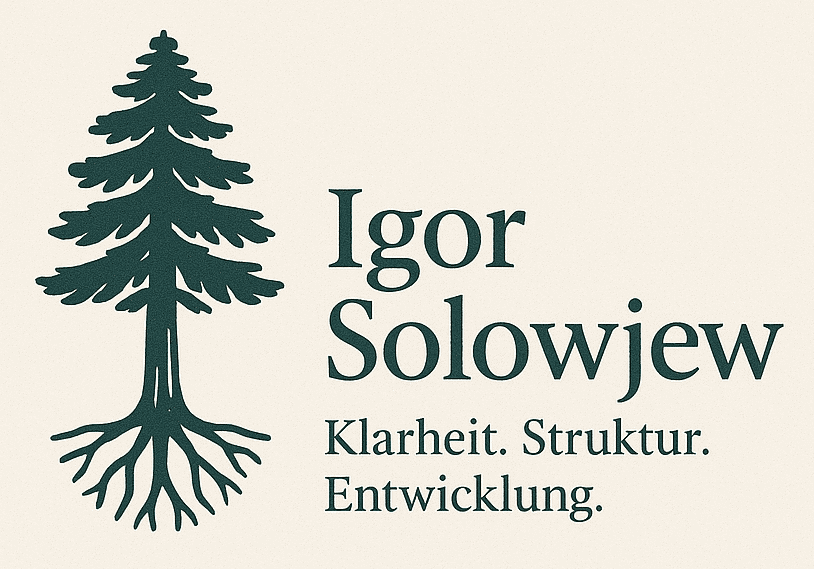 Logo von Igor Solowjew mit Mammutbaum – Klarheit, Struktur und Entwicklung