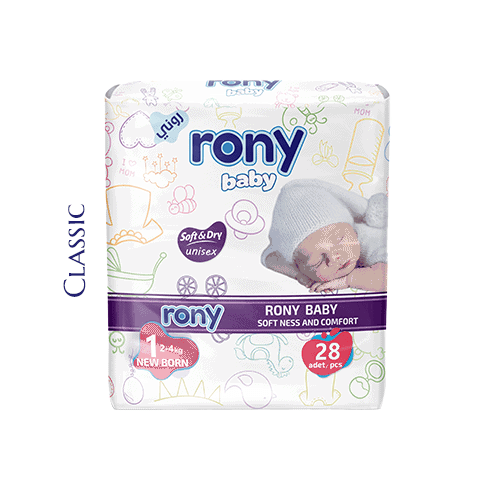 Baby diapers Rony brand newborn 28 pcs classic packaging high absorbency leak protection bulk manufacturer