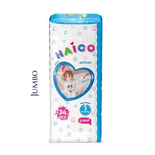 Baby diapers Haico brand jumbo - x large 34 pcs soft dry technology manufacturer