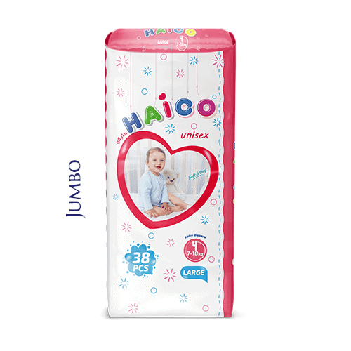 Baby diapers Haico brand jumbo - large 38 pcs soft dry technology manufacturer