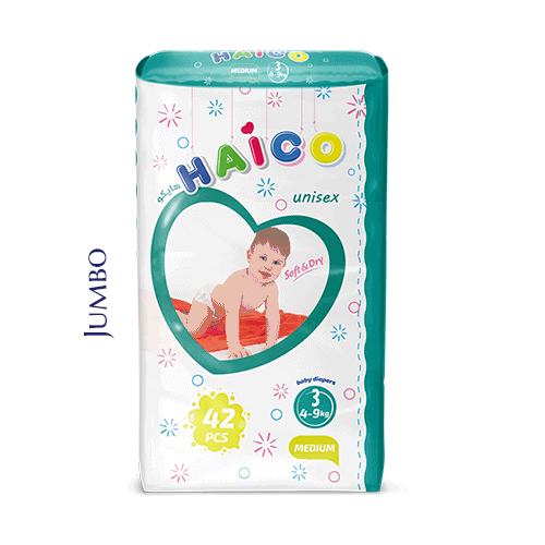 Baby diapers Haico brand jumbo - medium 42 pcs soft dry technology manufacturer