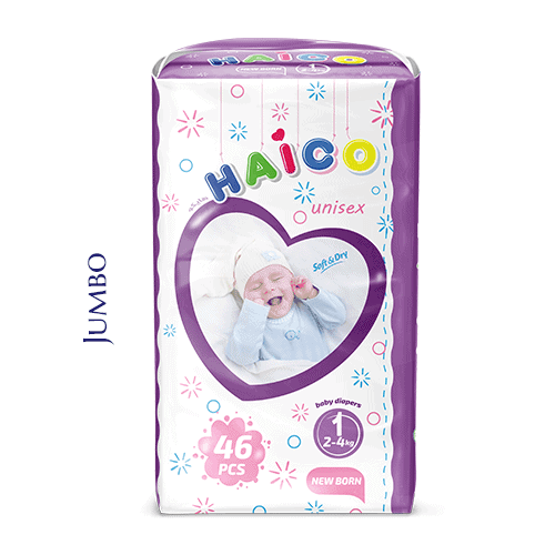 Baby diapers Haico brand jumbo - newborn 46 pcs soft dry technology manufacturer
