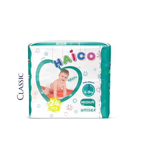 Baby diapers Haico brand classic - medium 24 pcs soft dry technology manufacturer