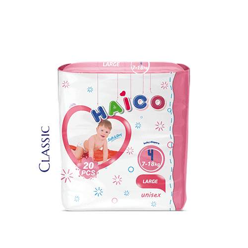 Baby diapers Haico brand classic - large 20 pcs soft dry technology manufacturer