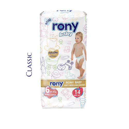 Baby diapers Rony brand extra size 14 pcs classic packaging high absorbency leak protection bulk manufacturer