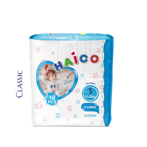 Baby diapers Haico brand classic - x large 18 pcs soft dry technology manufacturer