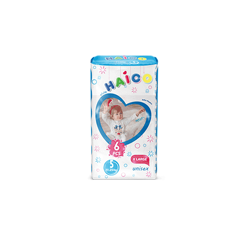 Baby diapers Haico brand x large size 6 pcs soft dry technology manufacturer