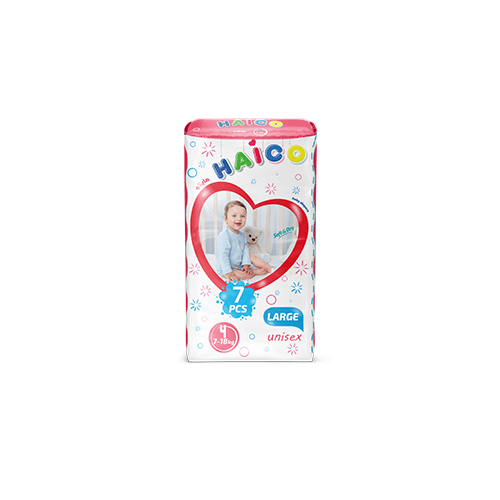 Baby diapers Haico brand large size 7 pcs soft dry technology manufacturer