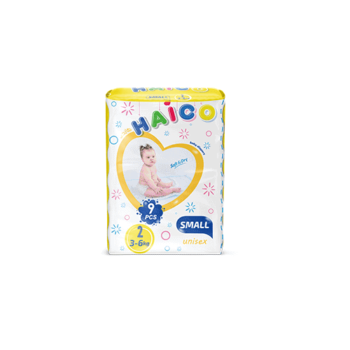 Baby diapers Haico brand small size 9 pcs soft dry technology manufacturer